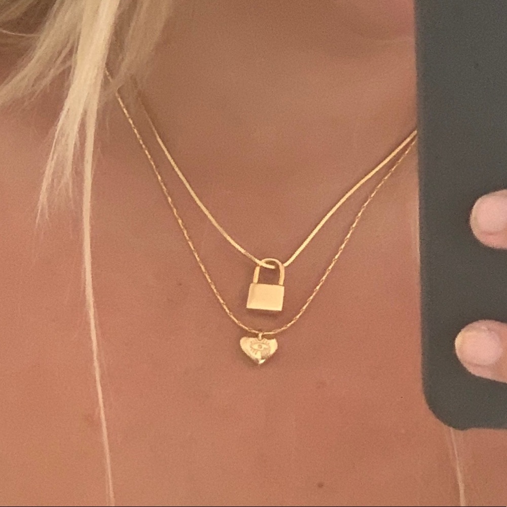 24k Gold Plated Necklace with Lock Charm